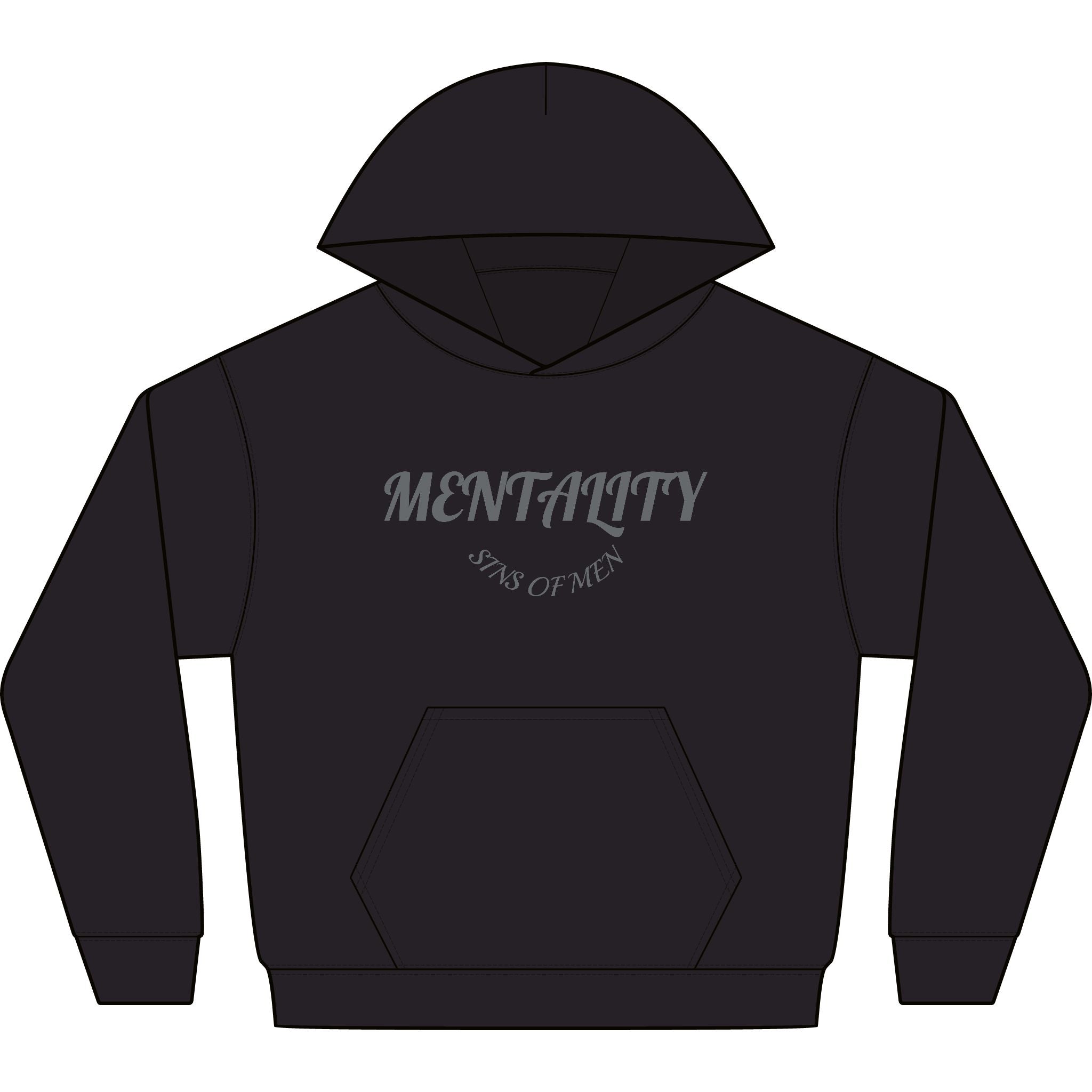 Paradise Cross Graphic Hoodie — "Mentality" Front Print, Dark Streetwear Pullover
