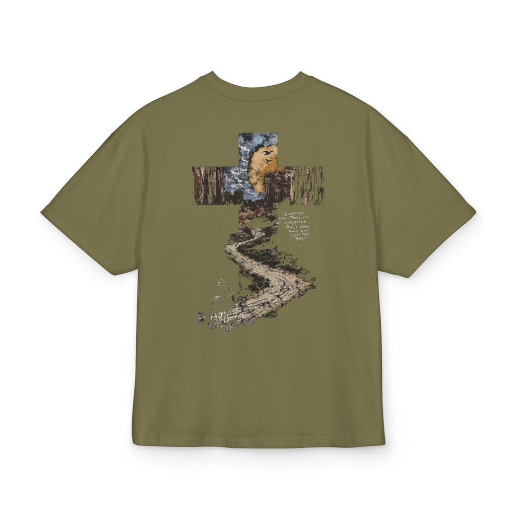 Nature Path Graphic Tee — 'Paradise Club' Forest Scene Boxy T‑Shirt