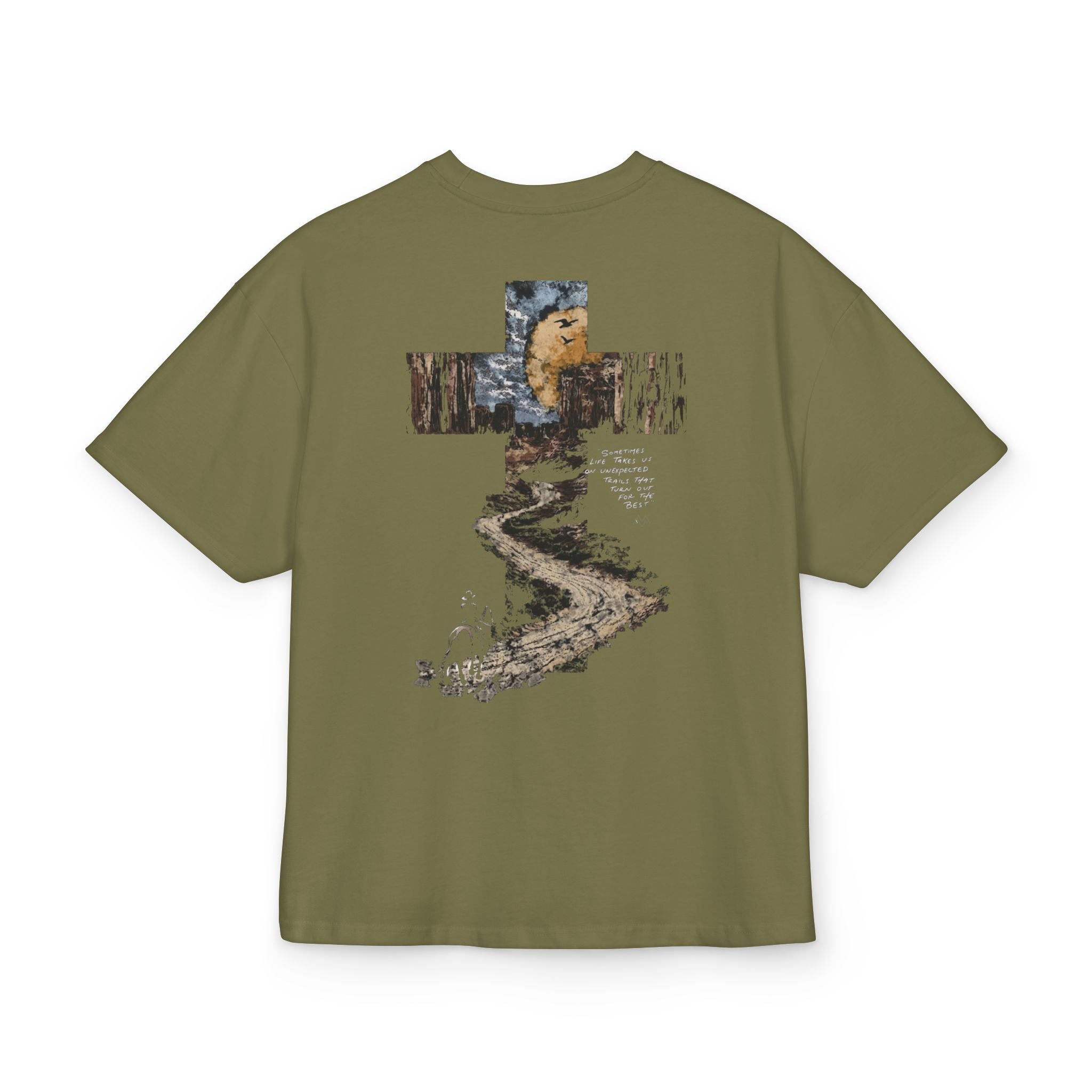 Nature Path Graphic Tee — 'Paradise Club' Forest Scene Boxy T‑Shirt