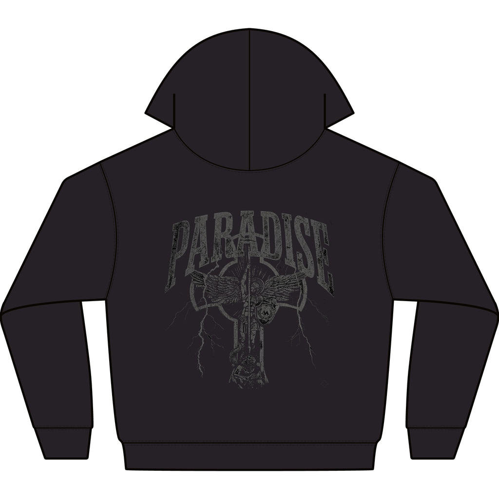 Paradise Cross Graphic Hoodie — "Mentality" Front Print, Dark Streetwear Pullover