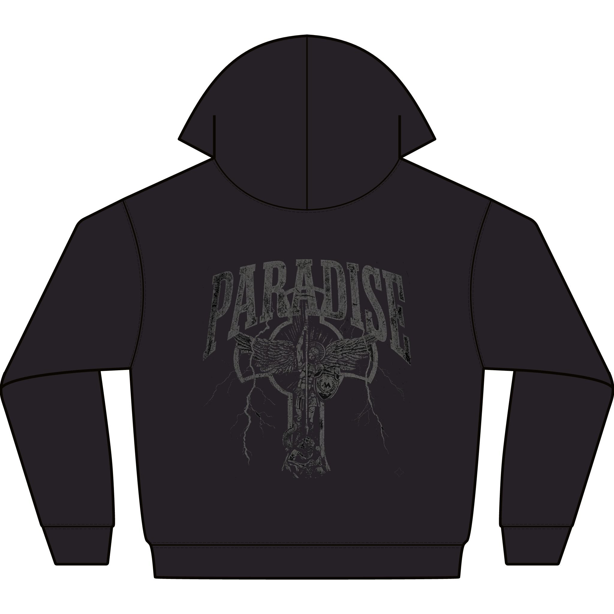 Paradise Cross Graphic Hoodie — "Mentality" Front Print, Dark Streetwear Pullover