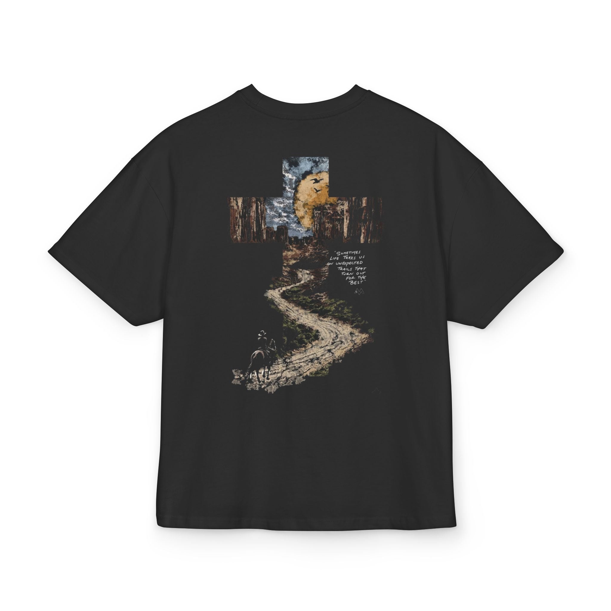 Nature Path Graphic Tee — 'Paradise Club' Forest Scene Boxy T‑Shirt